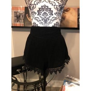 Black Lace Trim Shorts Size Medium